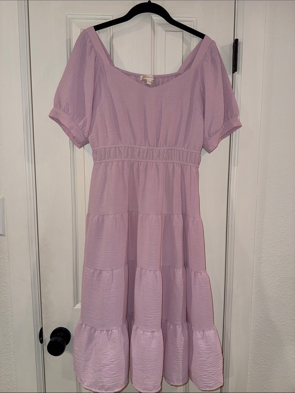 Monteau Lilac Tiered Puff-Sleeve Dress Size Large